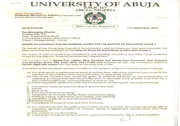 By University of Abuja, Nigeria